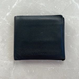 BVLGARI Logo Black Leather Mens Bifold Wallet